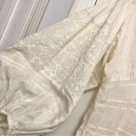 Scarlett Poppies Virginia Dress Vintage Inspired Lace Embroidered Ivory White S - Picture 3 of 6